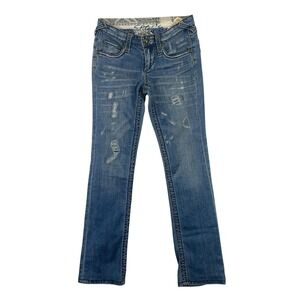 Stitches Maya Women's Blue Distressed Denim Jeans Size 26 Stretch Casual‎ Style